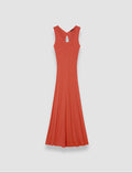 Orange Viscose Rib Knit Dress - Joseph