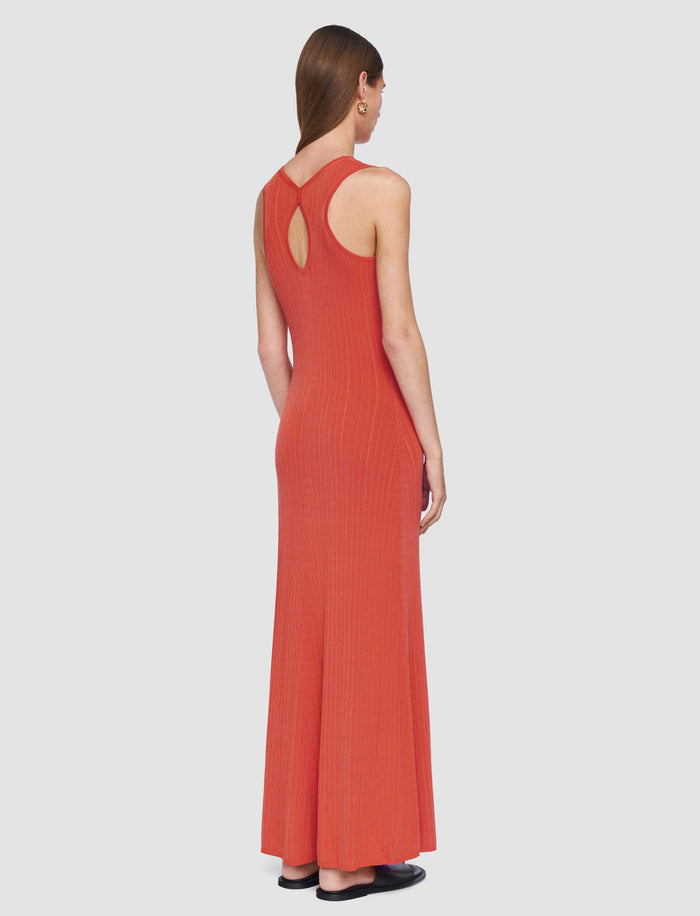 Orange Viscose Rib Knit Dress - Joseph