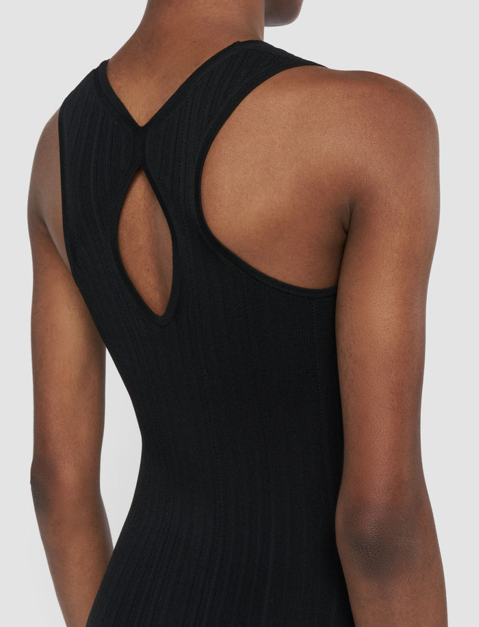 Black Viscose Rib Knit Dress - Joseph