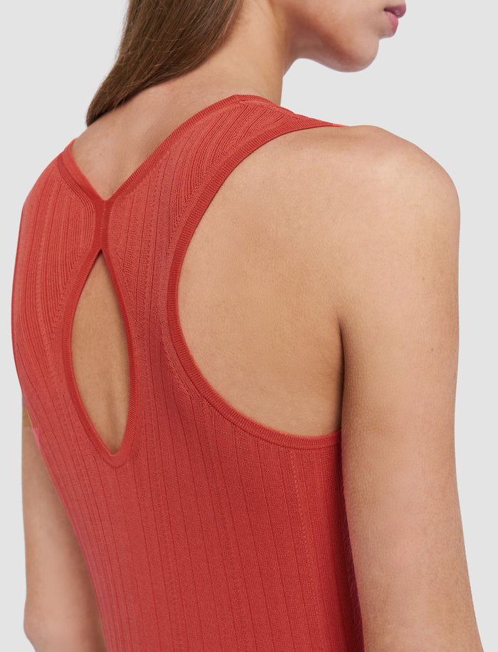 Orange Viscose Rib Knit Dress - Joseph