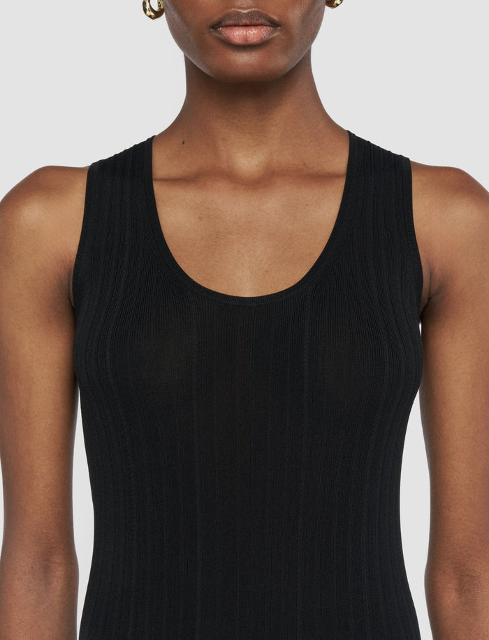 Black Viscose Rib Knit Dress - Joseph
