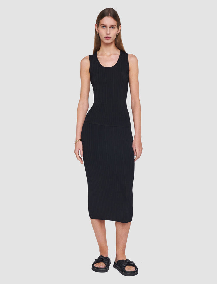 Black Viscose Rib Knit Skirt - Joseph