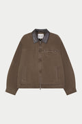 WASHED TWILL PADDED JACKET - BROWN
