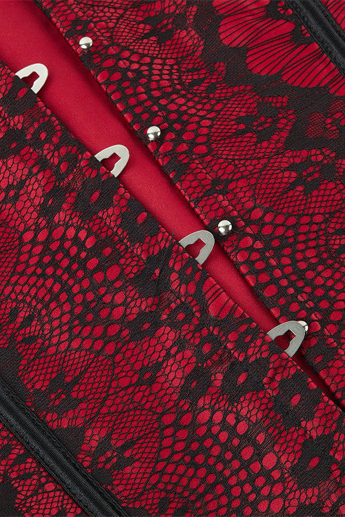 Wine Red Lace-Up Strapless Lace Bustier Corset Top