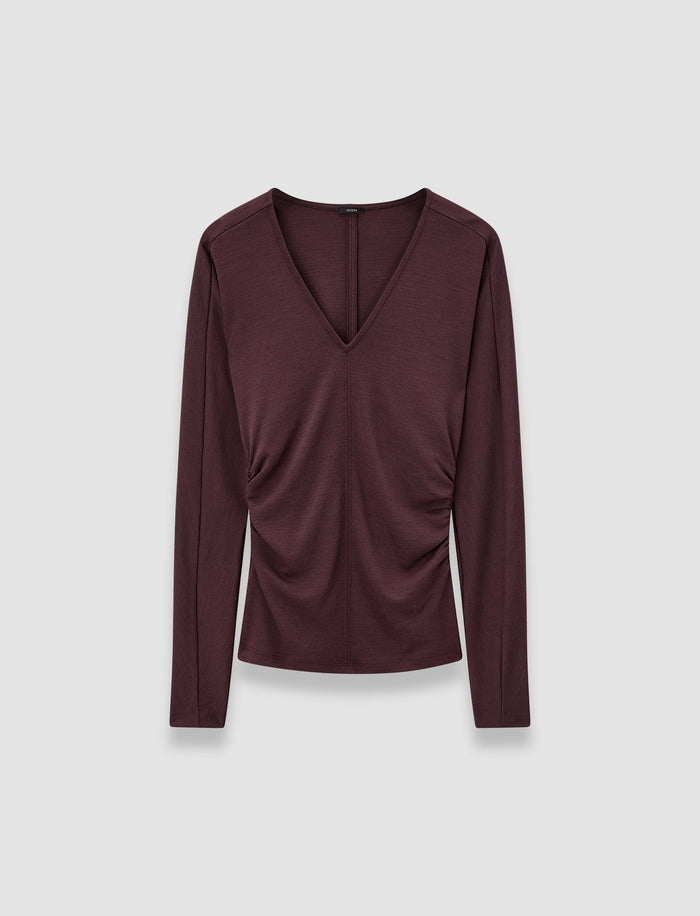Wool Jersey V Neck Top