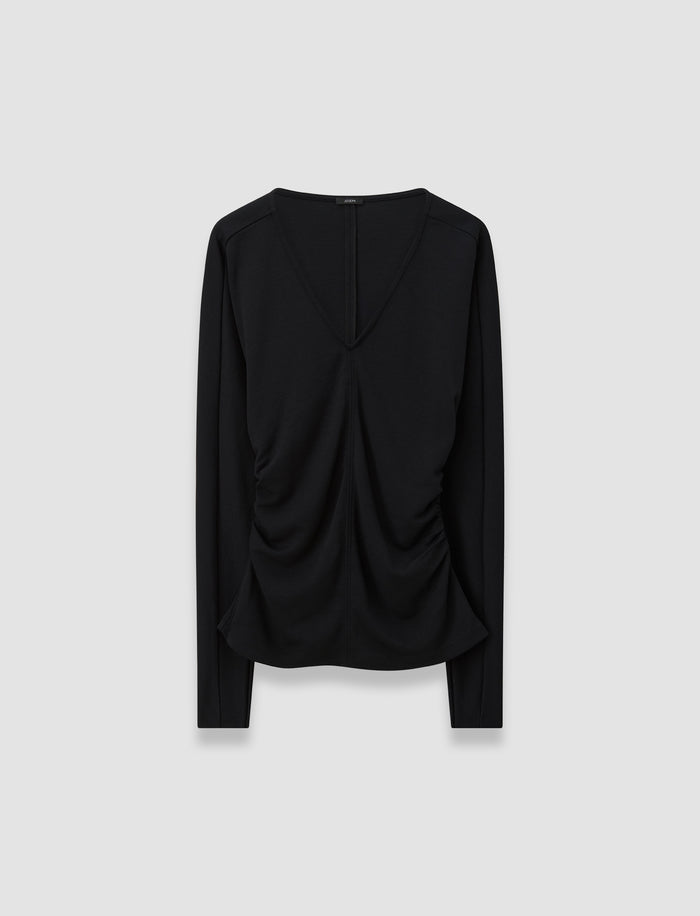Wool Jersey V Neck Top