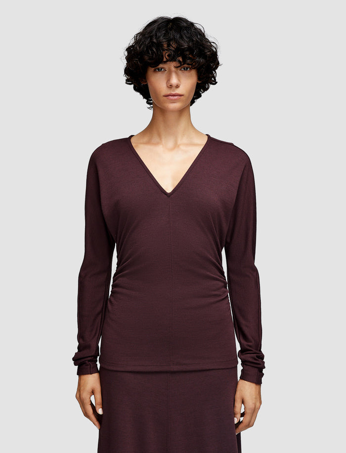Wool Jersey V Neck Top