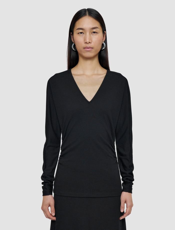 Wool Jersey V Neck Top